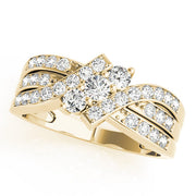 Multi Row Round Diamond Three Stone Ring in 10K/14K gold and platinum with certified lab-grown or natural diamonds