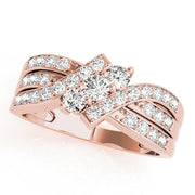 Multi Row Round Diamond Three Stone Ring in 10K/14K gold and platinum with certified lab-grown or natural diamonds