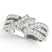 Multi Row Round Diamond Three Stone Ring in 10K/14K gold and platinum with certified lab-grown or natural diamonds