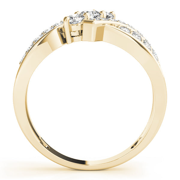 Multi Row Round Diamond Three Stone Ring in 10K/14K gold and platinum with certified lab-grown or natural diamonds