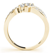 Multi Row Round Diamond Three Stone Ring in 10K/14K gold and platinum with certified lab-grown or natural diamonds