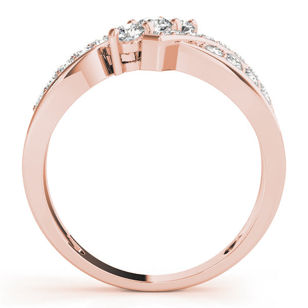 Multi Row Round Diamond Three Stone Ring in 10K/14K gold and platinum with certified lab-grown or natural diamonds