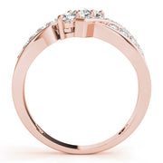 Multi Row Round Diamond Three Stone Ring in 10K/14K gold and platinum with certified lab-grown or natural diamonds