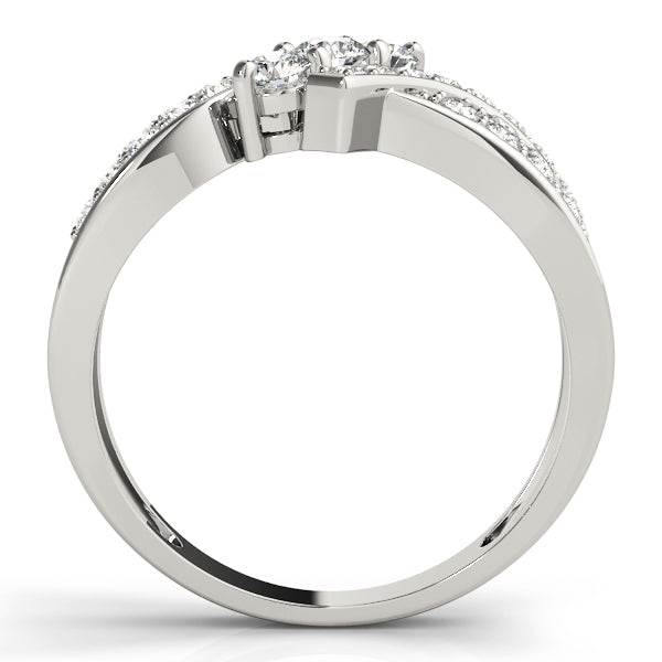 Multi Row Round Diamond Three Stone Ring in 10K/14K gold and platinum with certified lab-grown or natural diamonds