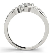 Multi Row Round Diamond Three Stone Ring in 10K/14K gold and platinum with certified lab-grown or natural diamonds