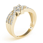 Multi Row Round Diamond Three Stone Ring in 10K/14K gold and platinum with certified lab-grown or natural diamonds