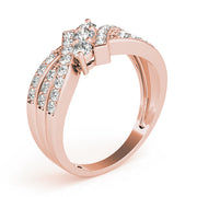 Multi Row Round Diamond Three Stone Ring in 10K/14K gold and platinum with certified lab-grown or natural diamonds