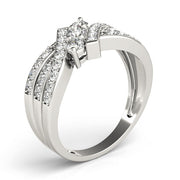 Multi Row Round Diamond Three Stone Ring in 10K/14K gold and platinum with certified lab-grown or natural diamonds