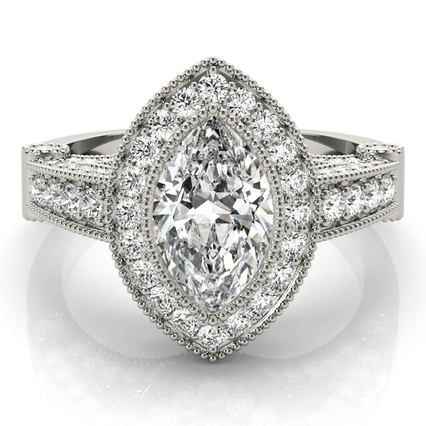 Crowned Color Rings Marquise Diamond Engagement Ring in 10K/14K gold and platinum with certified lab-grown or natural diamonds