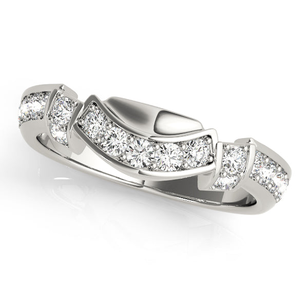 Curved Diamond Half Eternity Ring in Gold & Platinum