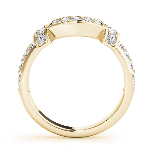Curved Diamond Half Eternity Ring in Gold & Platinum