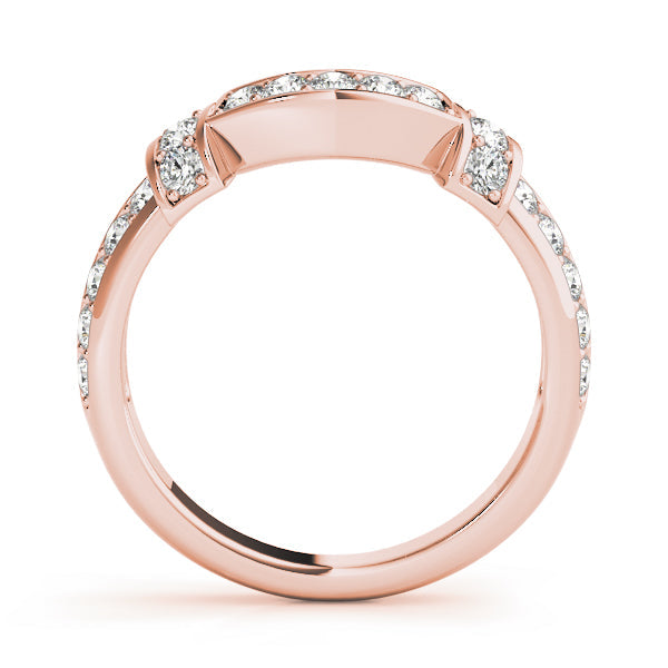 Curved Diamond Half Eternity Ring in Gold & Platinum