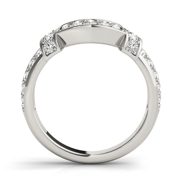 Curved Diamond Half Eternity Ring in Gold & Platinum