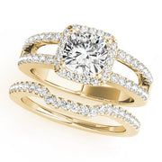 Cherished Halo Princess Diamond Engagement Ring in 10K/14K gold and platinum with certified lab-grown or natural diamonds