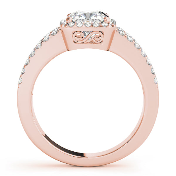 Cherished Halo Princess Diamond Engagement Ring in 10K/14K gold and platinum with certified lab-grown or natural diamonds