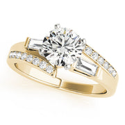 Elegant Fancy Shape Baguette Remounts Round Diamond Engagement Ring in 10K/14K gold and platinum with certified lab-grown or natural diamonds