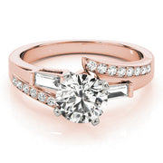 Elegant Fancy Shape Baguette Remounts Round Diamond Engagement Ring in 10K/14K gold and platinum with certified lab-grown or natural diamonds