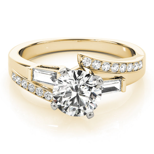 Elegant Fancy Shape Baguette Remounts Round Diamond Engagement Ring in 10K/14K gold and platinum with certified lab-grown or natural diamonds