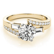Elegant Fancy Shape Baguette Remounts Round Diamond Engagement Ring in 10K/14K gold and platinum with certified lab-grown or natural diamonds
