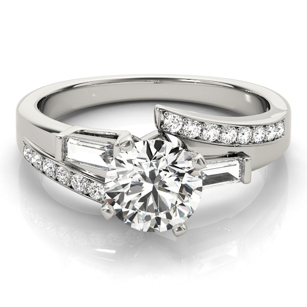 Elegant Fancy Shape Baguette Remounts Round Diamond Engagement Ring in 10K/14K gold and platinum with certified lab-grown or natural diamonds
