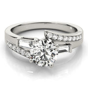 Elegant Fancy Shape Baguette Remounts Round Diamond Engagement Ring in 10K/14K gold and platinum with certified lab-grown or natural diamonds