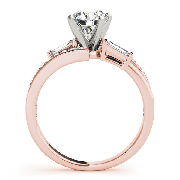 Elegant Fancy Shape Baguette Remounts Round Diamond Engagement Ring in 10K/14K gold and platinum with certified lab-grown or natural diamonds