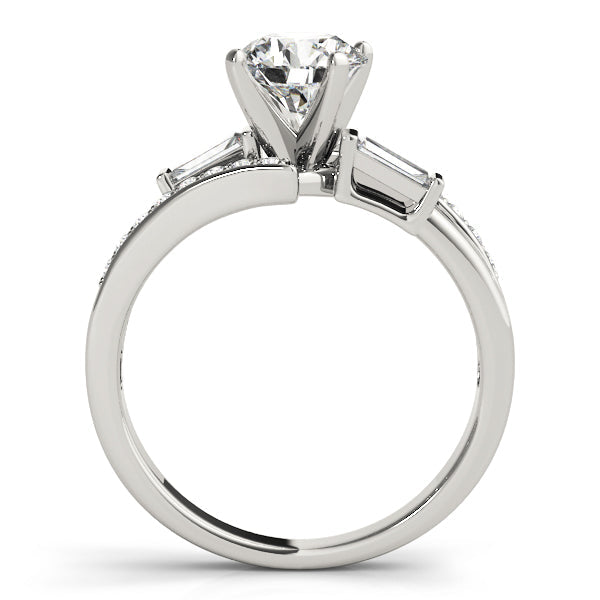 Elegant Fancy Shape Baguette Remounts Round Diamond Engagement Ring in 10K/14K gold and platinum with certified lab-grown or natural diamonds