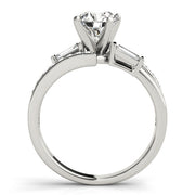 Elegant Fancy Shape Baguette Remounts Round Diamond Engagement Ring in 10K/14K gold and platinum with certified lab-grown or natural diamonds