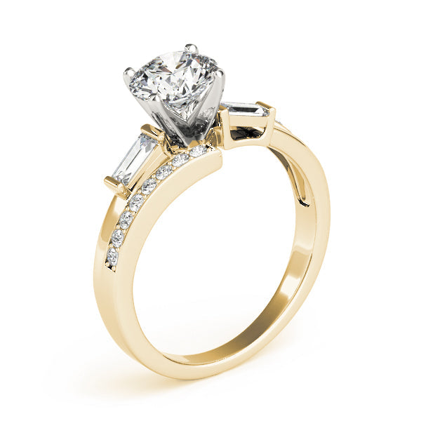 Elegant Fancy Shape Baguette Remounts Round Diamond Engagement Ring in 10K/14K gold and platinum with certified lab-grown or natural diamonds