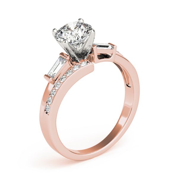 Elegant Fancy Shape Baguette Remounts Round Diamond Engagement Ring in 10K/14K gold and platinum with certified lab-grown or natural diamonds