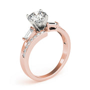 Elegant Fancy Shape Baguette Remounts Round Diamond Engagement Ring in 10K/14K gold and platinum with certified lab-grown or natural diamonds