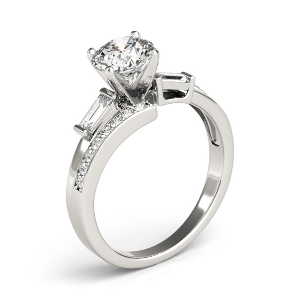 Elegant Fancy Shape Baguette Remounts Round Diamond Engagement Ring in 10K/14K gold and platinum with certified lab-grown or natural diamonds