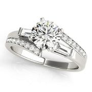 Elegant Fancy Shape Baguette Remounts Round Diamond Engagement Ring in 10K/14K gold and platinum with certified lab-grown or natural diamonds