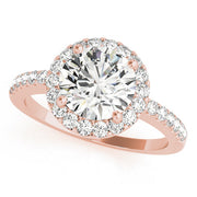 Vintage-Inspired Halo Round Diamond Engagement Ring in 10K/14K gold and platinum with certified lab-grown or natural diamonds