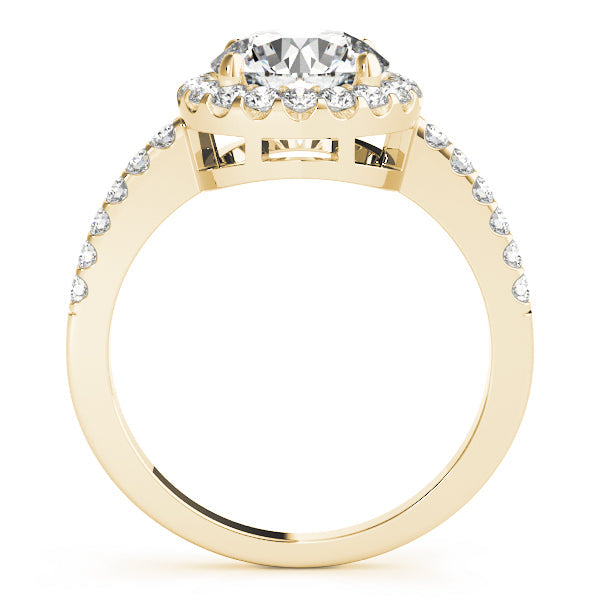 Vintage-Inspired Halo Round Diamond Engagement Ring in 10K/14K gold and platinum with certified lab-grown or natural diamonds