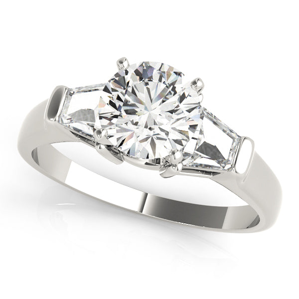 Classic Round Diamond Three Stone Ring in 10K/14K gold and platinum with certified lab-grown or natural diamonds