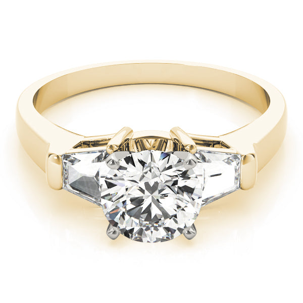 Classic Round Diamond Three Stone Ring in 10K/14K gold and platinum with certified lab-grown or natural diamonds