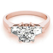 Classic Round Diamond Three Stone Ring in 10K/14K gold and platinum with certified lab-grown or natural diamonds