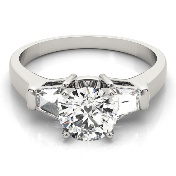 Classic Round Diamond Three Stone Ring in 10K/14K gold and platinum with certified lab-grown or natural diamonds