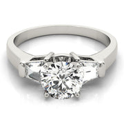 Classic Round Diamond Three Stone Ring in 10K/14K gold and platinum with certified lab-grown or natural diamonds