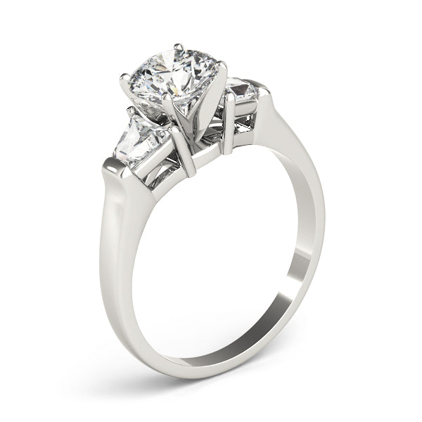 Classic Round Diamond Three Stone Ring in 10K/14K gold and platinum with certified lab-grown or natural diamonds