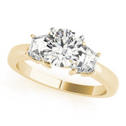 0.50-5.00ct Round Diamond Trilogy Ring with Trapezoid Side Stones in 10K/14K gold and platinum with certified lab-grown or natural diamonds