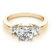 0.50-5.00ct Round Diamond Trilogy Ring with Trapezoid Side Stones in 10K/14K gold and platinum with certified lab-grown or natural diamonds