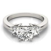 0.50-5.00ct Round Diamond Trilogy Ring with Trapezoid Side Stones in 10K/14K gold and platinum with certified lab-grown or natural diamonds