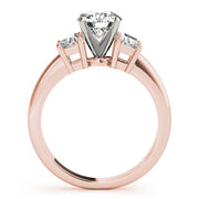 0.50-5.00ct Round Diamond Trilogy Ring with Trapezoid Side Stones in 10K/14K gold and platinum with certified lab-grown or natural diamonds
