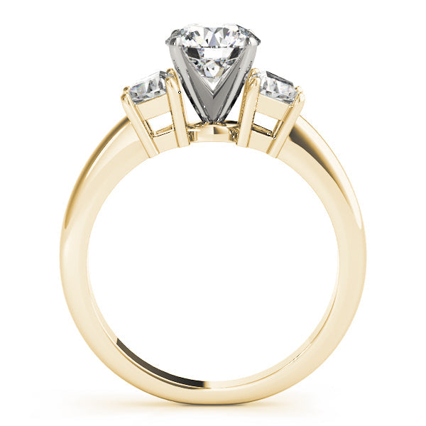 0.50-5.00ct Round Diamond Trilogy Ring with Trapezoid Side Stones in 10K/14K gold and platinum with certified lab-grown or natural diamonds