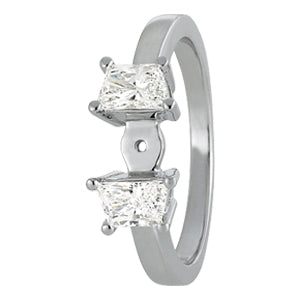 0.50-5.00ct Round Diamond Trilogy Ring with Trapezoid Side Stones in 10K/14K gold and platinum with certified lab-grown or natural diamonds