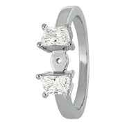 0.50-5.00ct Round Diamond Trilogy Ring with Trapezoid Side Stones in 10K/14K gold and platinum with certified lab-grown or natural diamonds