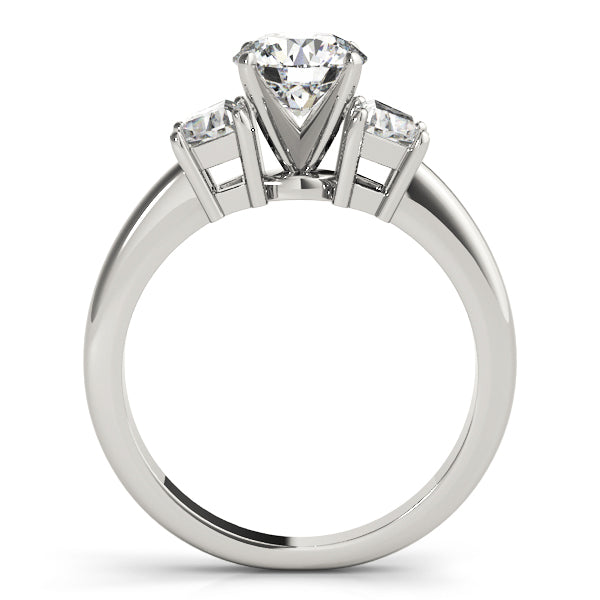 0.50-5.00ct Round Diamond Trilogy Ring with Trapezoid Side Stones in 10K/14K gold and platinum with certified lab-grown or natural diamonds