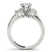 0.50-5.00ct Round Diamond Trilogy Ring with Trapezoid Side Stones in 10K/14K gold and platinum with certified lab-grown or natural diamonds